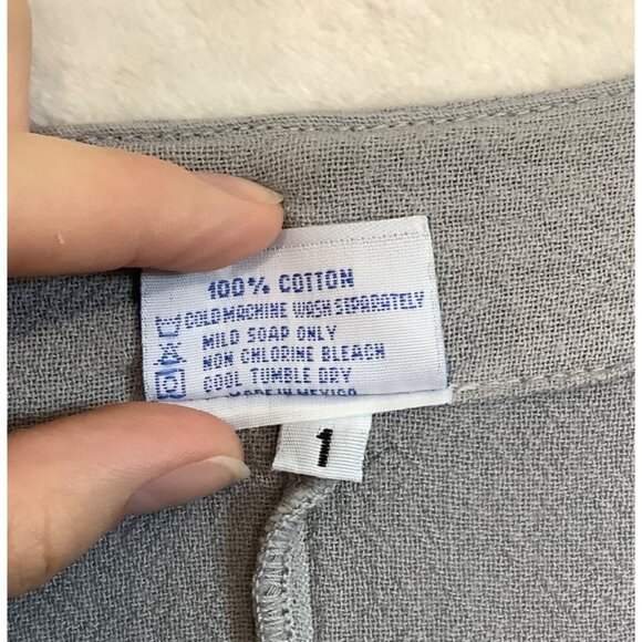 Oh My Gauze Gray Short Sleeve Asymmetrical Tunic Top Lagenlook Cotton Size 1 - Picture 4 of 7